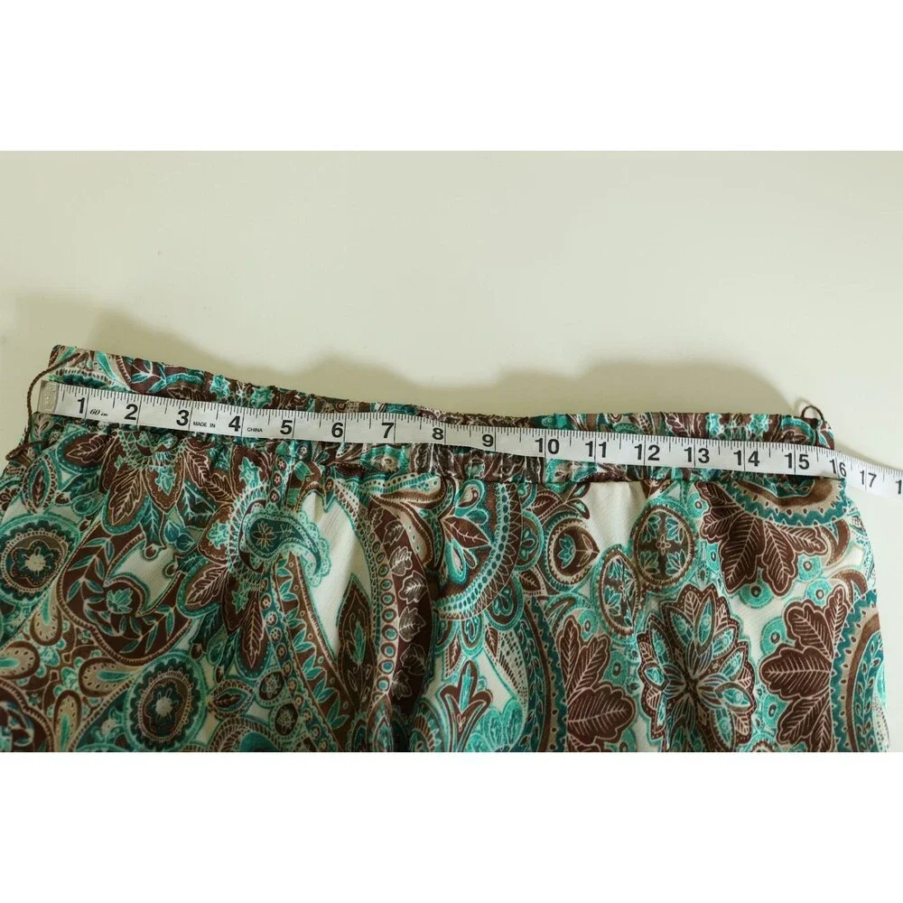 Roz & Ali Paisley Maxi Sheer Skirt Fairy Grunge Y2K Cowgirl Turquoise Brown 1X